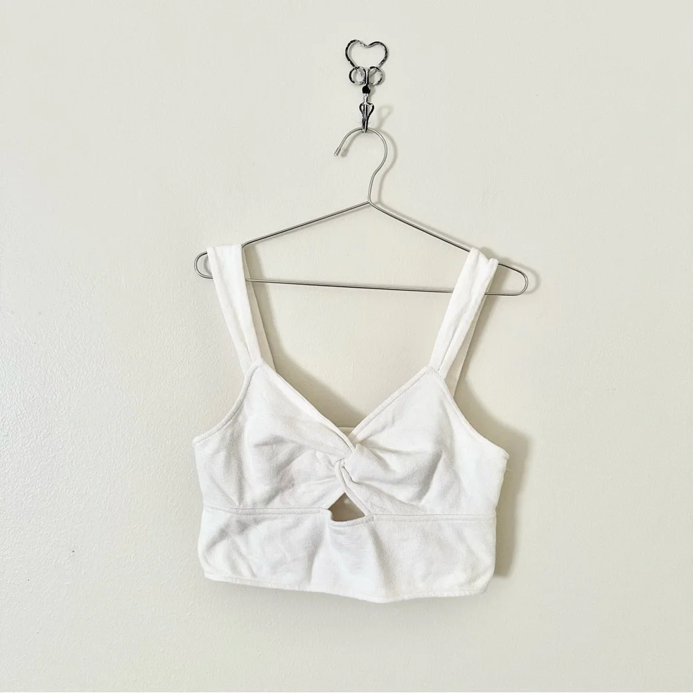| madewell • textured cutout knot front cropped tank top • large | - Picture 15 of 15